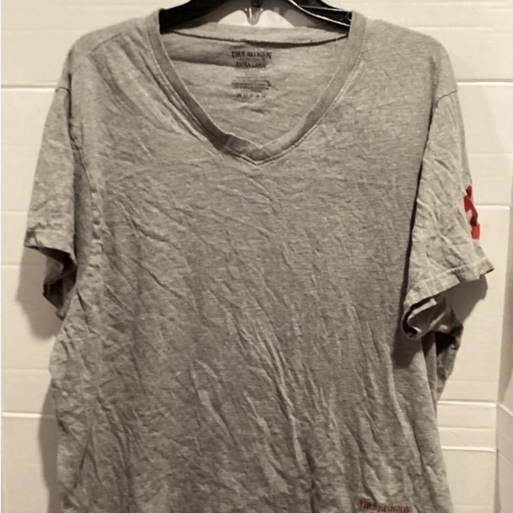 True Religion Heather Gray V-Neck Tee